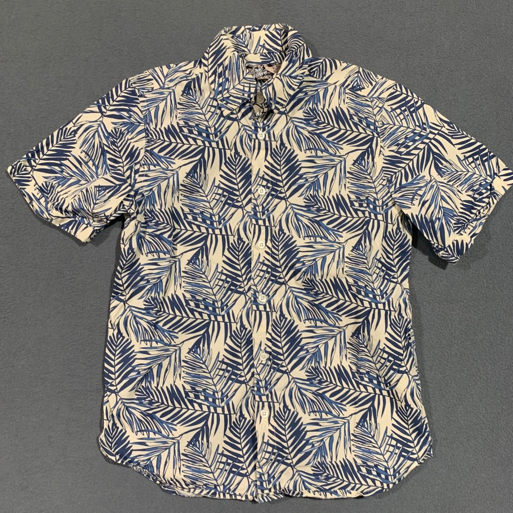 First Wave Kids Tropical Palm Print Button Down Short Sleeve Shirt Size‎ 10/12